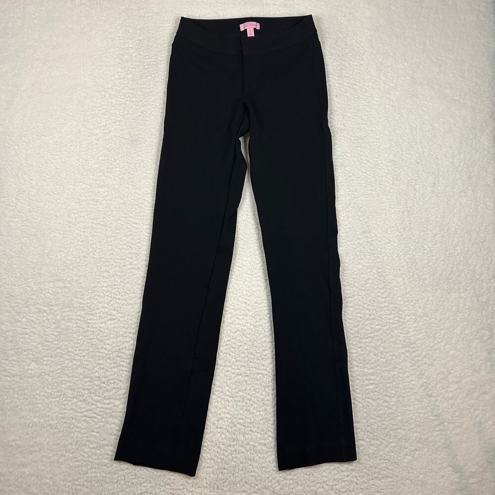 Lilly Pulitzer Womens 0 Evangelista Ponte Knit Pant Classic Travel Preppy Black